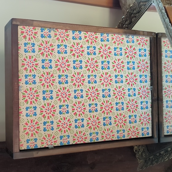 Vintage Handmade String Art Nautical Ship Red Velvet and Wood Shadow Box - Picture 6 of 7